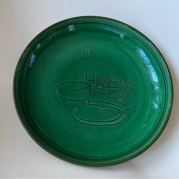 Vintage Landert Fondue Plate/Shallow Bowl Green 11 Inches - Picture 1 of 4
